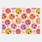 Farbenfroh Lächeln Glückliche Gesichter mit Herzen Geschenkpapier Set (Vorderseite 2)