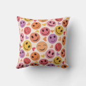 Farbenfroh Lächeln Glückliche Gesichter mit Herzen Kissen (Rückseite)