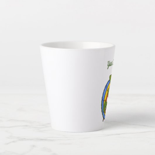 Farbenfroh lächelnd Lizard Holding Twig Leaf Milchtasse (Vorderseite)