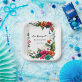 Farbenfroh lebendes Florals Baby in Blütendusche Pappteller (Party)