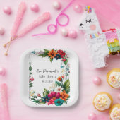 Farbenfroh lebendes Florals Baby in Blütendusche Pappteller (Party)