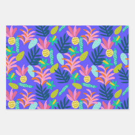 farbenfroh lebendiges Blumenpapier Geschenkpapier Set