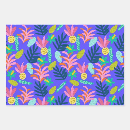 farbenfroh lebendiges Blumenpapier Geschenkpapier Set (Vorderseite)