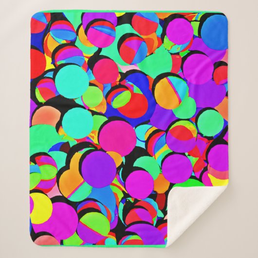 Farbenfroh lebendiges Retro-Revival-Muster Sherpadecke (Vorderseite)