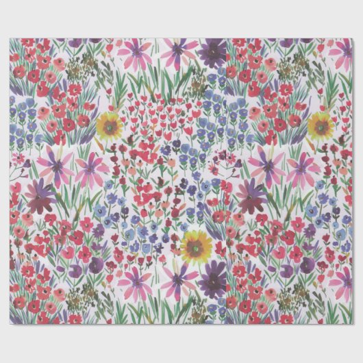 Farbenfroh, lebhaft Wasserfarbe Floral botanisch Geschenkpapier (Flach)