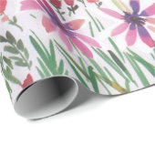 Farbenfroh, lebhaft Wasserfarbe Floral botanisch Geschenkpapier (Rolleneckpunkt)