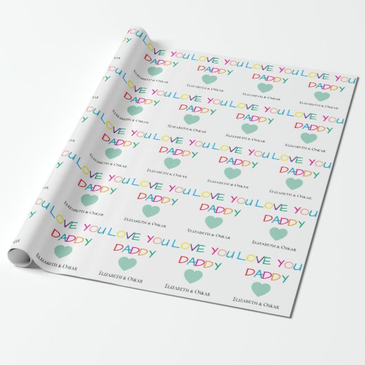 Farbenfroh "Liebe You Daddy" - Fun & Heartfelt Geschenkpapier (Ungerollt)