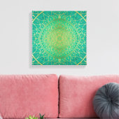 Farbenfroh Mandala Gold Smarald Green Leinwanddruck (Insitu (Wohnzimmer))