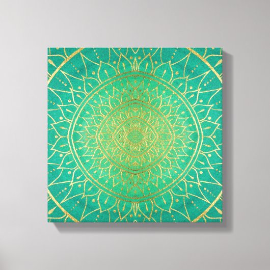Farbenfroh Mandala Gold Smarald Green Leinwanddruck (Vorderseite)