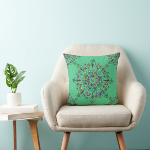Farbenfroh Mandala Mit Monogramm Throw Kissen