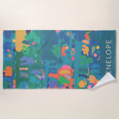 Farbenfroh Maximalist Boho Abstrakt Personalisiert Strandtuch (Vorderseite)