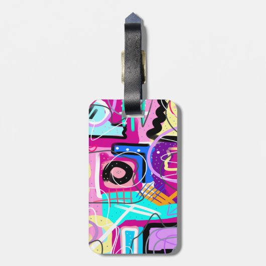 Farbenfroh, maximalistisch, ausdrucksstark Abstrak Gepäckanhänger (Rückseite vertikal)