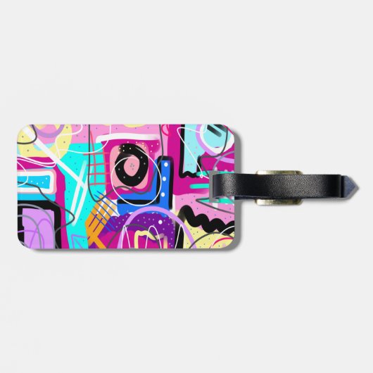 Farbenfroh, maximalistisch, ausdrucksstark Abstrak Gepäckanhänger (Rückseite horizontal)