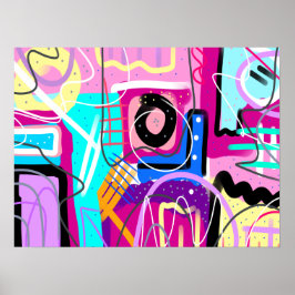 Farbenfroh, maximalistisch, ausdrucksstark Abstrak Poster