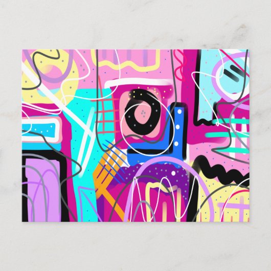 Farbenfroh, maximalistisch, ausdrucksstark Abstrak Postkarte (Vorderseite)