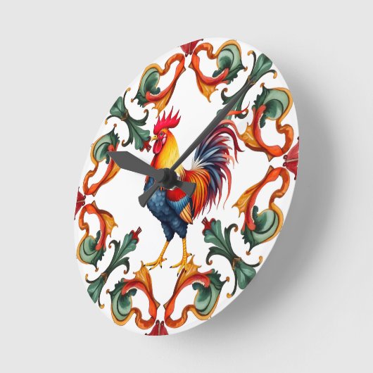 Farbenfroh, mediterran, mosaik, hirngeflecht, voge runde wanduhr (Winkel)