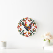 Farbenfroh, mediterran, mosaik, hirngeflecht, voge runde wanduhr (Zuhause)