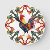 Farbenfroh, mediterran, mosaik, hirngeflecht, voge runde wanduhr (Vorderseite)