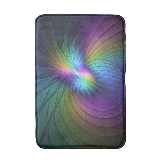 Farbenfroh mit blauem, modernem Abstraktem Fraktal Badematte (Vorderseite Vertikal)