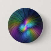 Farbenfroh mit blauem, modernem Abstraktem Fraktal Button (Vorderseite)