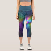 Farbenfroh mit blauem, modernem Abstraktem Fraktal Capri Leggings (Vorderseite)