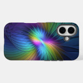 Farbenfroh mit blauem, modernem Abstraktem Fraktal Case-Mate iPhone Hülle (Rückseite (Horizontal))