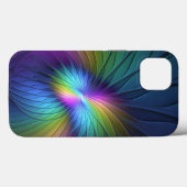 Farbenfroh mit blauem, modernem Abstraktem Fraktal Case-Mate iPhone Hülle (Rückseite (Horizontal))