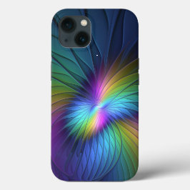 Farbenfroh mit blauem, modernem Abstraktem Fraktal Case-Mate iPhone Hülle