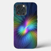 Farbenfroh mit blauem, modernem Abstraktem Fraktal Case-Mate iPhone Hülle (Rückseite)