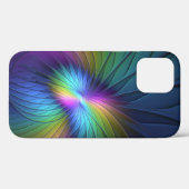 Farbenfroh mit blauem, modernem Abstraktem Fraktal Case-Mate iPhone Hülle (Rückseite (Horizontal))