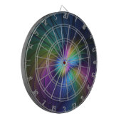 Farbenfroh mit blauem, modernem Abstraktem Fraktal Dartscheibe (Vorderseite Links)
