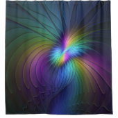 Farbenfroh mit blauem, modernem Abstraktem Fraktal Duschvorhang (Vorderseite)