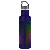 Farbenfroh mit blauem, modernem Abstraktem Fraktal Edelstahlflasche (Rückseite)
