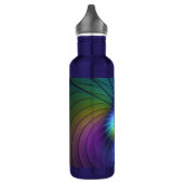 Farbenfroh mit blauem, modernem Abstraktem Fraktal Edelstahlflasche (Links)