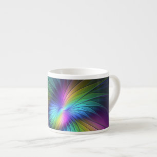 Farbenfroh mit blauem, modernem Abstraktem Fraktal Espressotasse