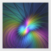 Farbenfroh mit blauem, modernem Abstraktem Fraktal Fensteraufkleber (Blatt)