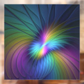 Farbenfroh mit blauem, modernem Abstraktem Fraktal Fensteraufkleber (Blatt 2)