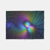 Farbenfroh mit blauem, modernem Abstraktem Fraktal Fleecedecke (Vorderseite (Horizontal))