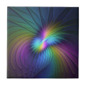 Farbenfroh mit blauem, modernem Abstraktem Fraktal Fliese (Vorderseite)