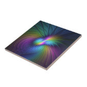 Farbenfroh mit blauem, modernem Abstraktem Fraktal Fliese (Seite)