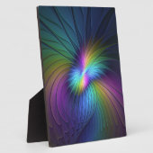 Farbenfroh mit blauem, modernem Abstraktem Fraktal Fotoplatte (Seite)