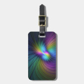 Farbenfroh mit blauem, modernem Abstraktem Fraktal Gepäckanhänger (Vorderseite vertikal)