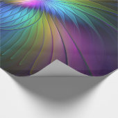 Farbenfroh mit blauem, modernem Abstraktem Fraktal Geschenkpapier (Ecke)