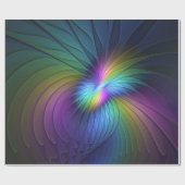 Farbenfroh mit blauem, modernem Abstraktem Fraktal Geschenkpapier (Flach)