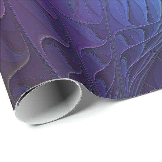 Farbenfroh mit blauem, modernem Abstraktem Fraktal Geschenkpapier (Rolleneckpunkt)