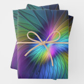 Farbenfroh mit blauem, modernem Abstraktem Fraktal Geschenkpapier Set (Beispiel)