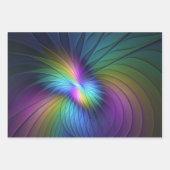 Farbenfroh mit blauem, modernem Abstraktem Fraktal Geschenkpapier Set (Vorderseite)