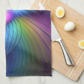 Farbenfroh mit blauem, modernem Abstraktem Fraktal Geschirrtuch (Viertel Falte)