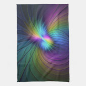 Farbenfroh mit blauem, modernem Abstraktem Fraktal Geschirrtuch (Vertikal)