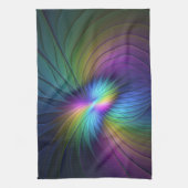 Farbenfroh mit blauem, modernem Abstraktem Fraktal Geschirrtuch (Vertikal)